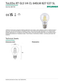 SYLVANIA ToLEDo RT GLS 5W E27 640LM 827 Lamp