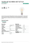 SYLVANIA ToLEDo RT GLS 806lm 827 E27 SL4