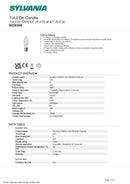 SYLVANIA LED Frosted Finish Candle B22 Cap 40W Equivalent Wattage 470 Lumens Warm White Colour Non Dimmable