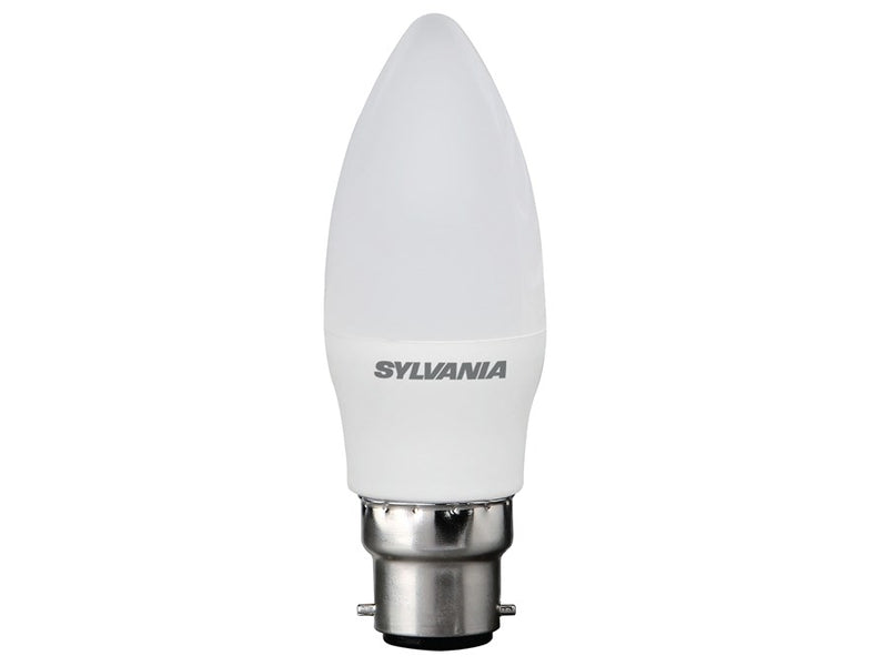 SYLVANIA LED Frosted Finish Candle B22 Cap 40W Equivalent Wattage 470 Lumens Warm White Colour Non Dimmable