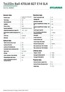Sylvania 4.5w = 40w SES E14 Small Screw Cap 470lm 827 ToLEDo Ball
