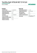 Sylvania 4.5w = 40w SES E14 Small Screw Cap 470lm 827 ToLEDo Ball