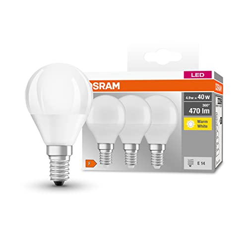 Osram LED Classic Golf Ball Frosted P40 4.9W E14 840 Cool White 3PK