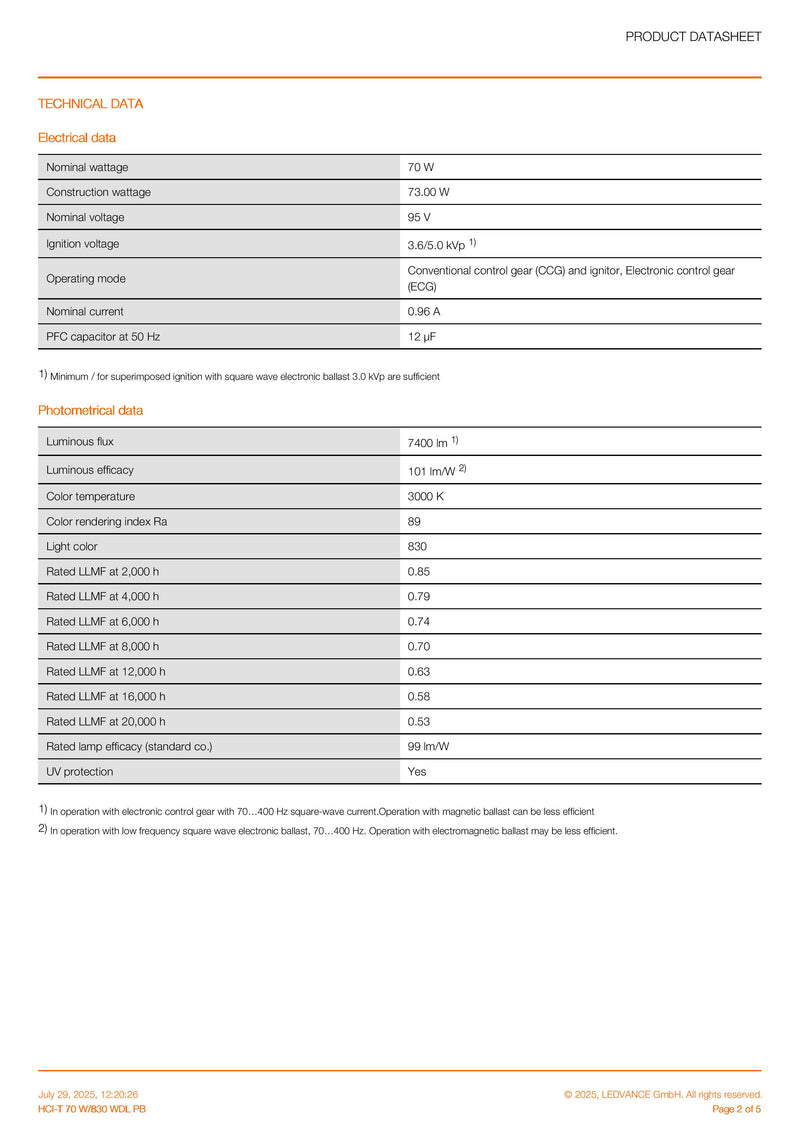 OSRAM POWERBALL HCI®-T 70 W/830 WDL PB