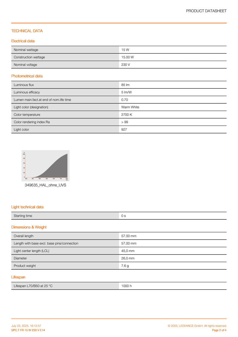 OSRAM SPECIAL OVEN T 15 W 230 V E14
