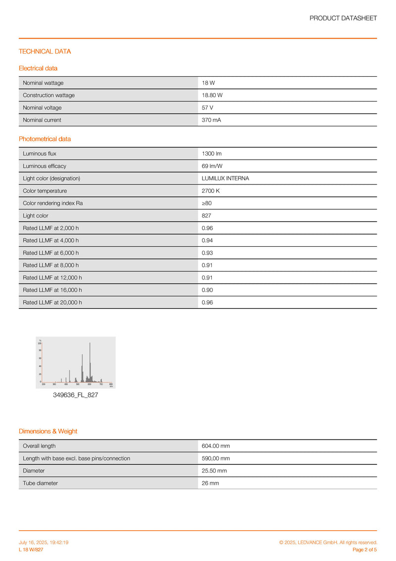 Osram 18w T8 827 Very Warm White Fluorescent Tubes