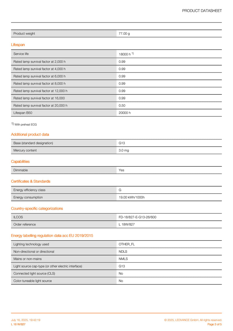 Osram 18w T8 827 Very Warm White Fluorescent Tubes
