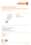 OSRAM GLS Classic B22 Bayonet Cap 8.5W Frosted 840 Cool White 3PK