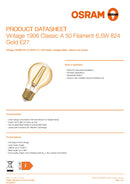 OSRAM Vintage 1906 Classic A 50 Filament 6.5W 824 Gold E27