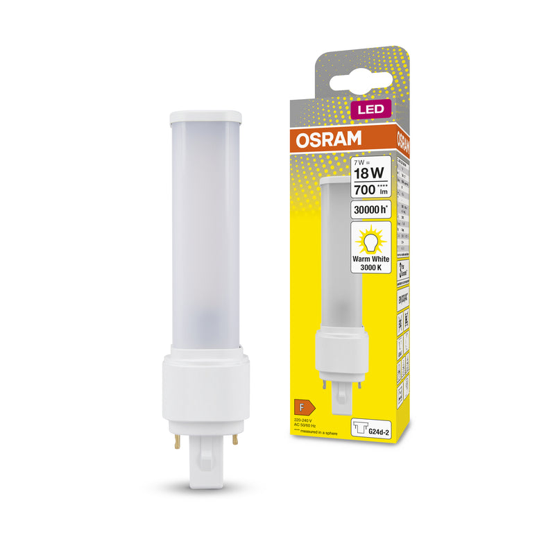 Osram 7w 2pin G24D-2 830 Warm White Replaces 18w 2pn PLC - DULUX D - Biax D - BLD