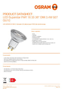 OSRAM LED Superstar 7.9w = 80w 927 GU10 PAR 16 120° DIM