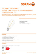 OSRAM Vintage 1906 Edison 16 Filament Magnetic 2.2W 827 Clear E27