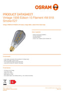 OSRAM Vintage 1906 Edison 15 Filament 4W 818 Smoke E27