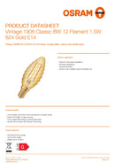 OSRAM Vintage 1906 Classic BW 12 Filament 1.5W 824 Gold E14