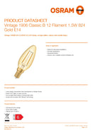 OSRAM Vintage 1906 Classic B 12 Filament 1.5W 824 Gold E14