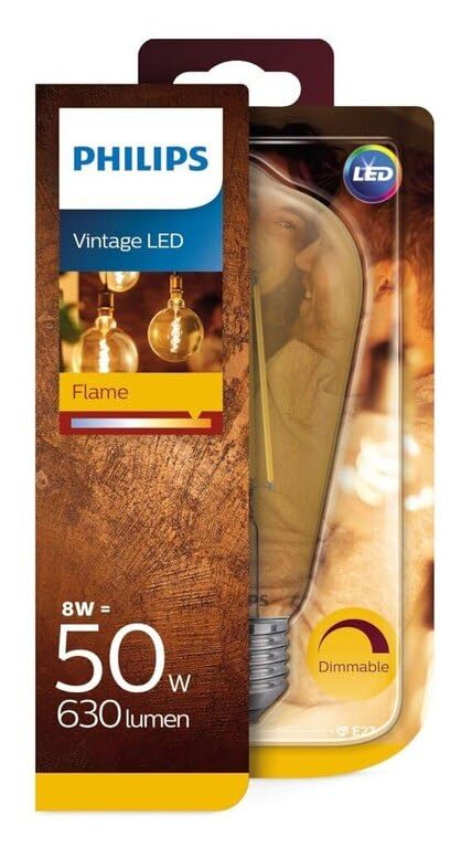 Philips LED Classic E27 Edison Screw ST64 Dimmable Decorative Light Bulb, 2200 K