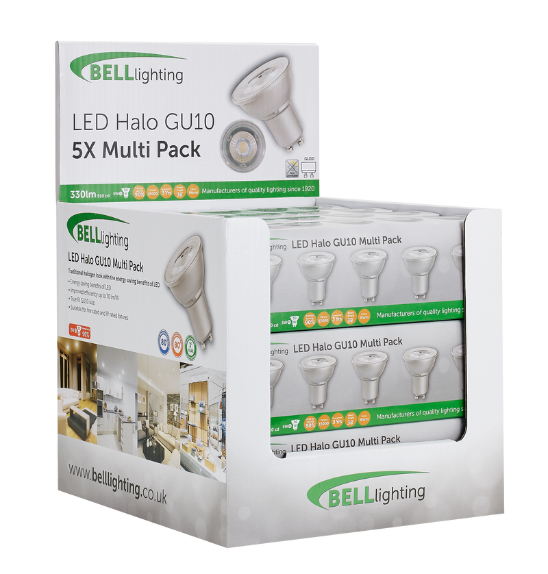 Bell Halo 3.2W LED GU10 38 Degree Angle Beam 4000K- 5 pack