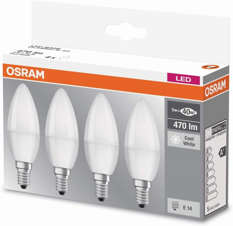 OSRAM LED Base Classic B E14 40W Cool White Pack of 4