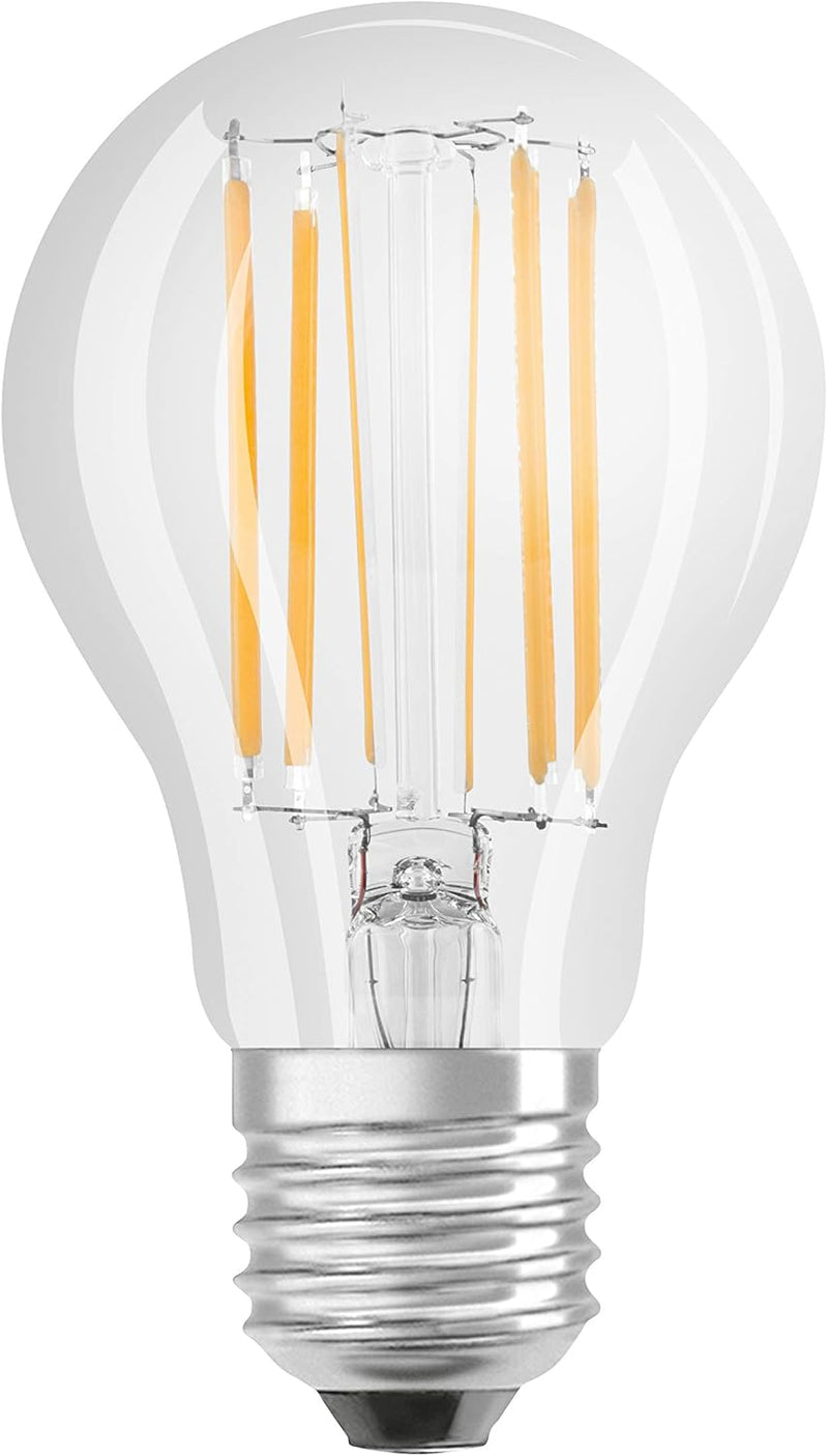 OSRAM LED BASE Classic A75, clear filament LED lamps E27 75W Warm White Pack of 3