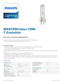 Philips MASTERColour CDM-T Evolution 20W 930 Warm White G12 Light Bulb