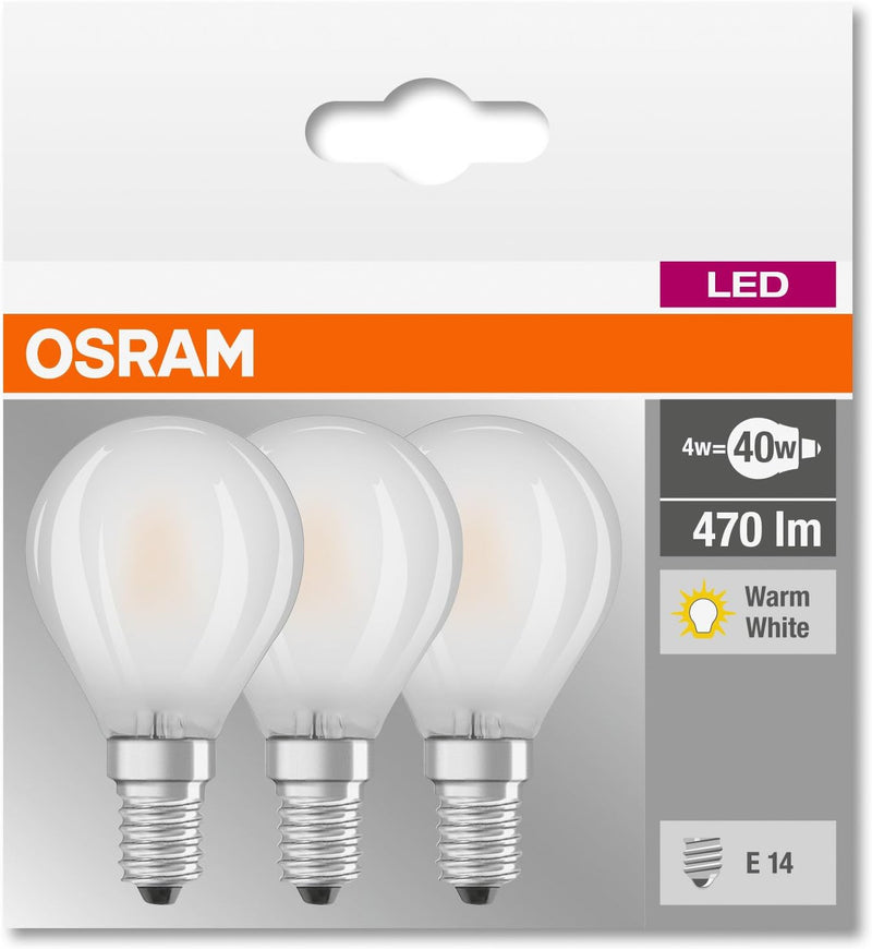 OSRAM LED Base Classic P E14-base 40W Warm White Pack of 3