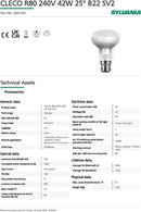 R80 Halogen Reflector Bulbs, 42W BC, 255 Lumens, Dimmable, 2-Pack