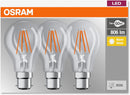 OSRAM LED Base Classic A 7w = 60w B22 Clear LED Pack of 3