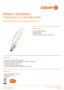 Osram Parathom Retrofit Classic B 2.5 W 2700 K E14 827Warm White LED  Candle