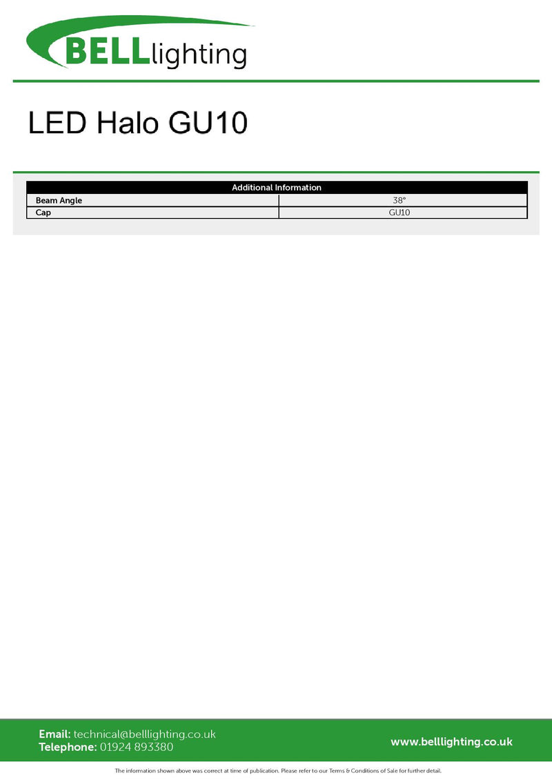 Bell Halo 3.2W LED GU10 38 Degree Angle Beam 4000K- 5 pack