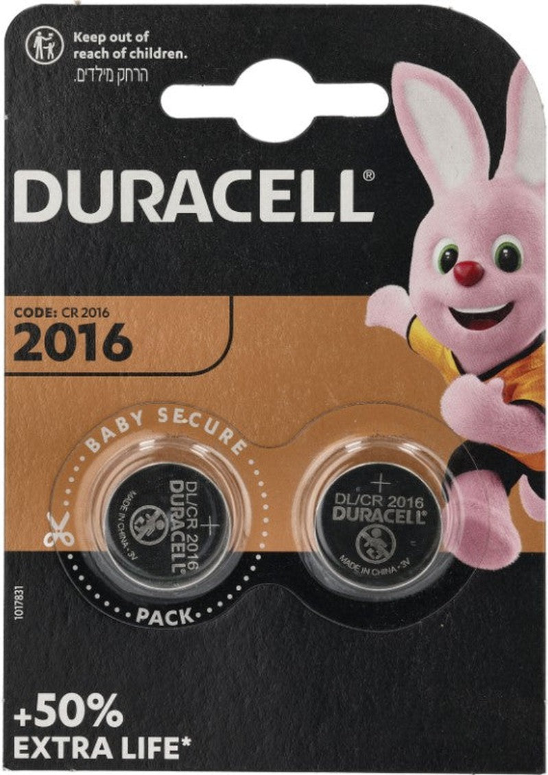 2 x Pack Duracell CR2016 3V Lithium Coin Cell Battery 2016 DL2016 Extra Power