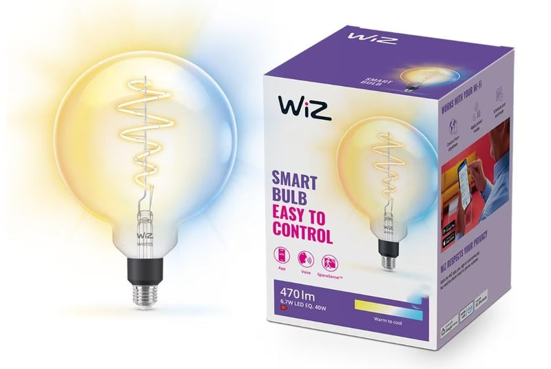 WiZ Smart LED Filament G200 Globe 6.5W E27 Clear 470lm 2700K-6500K Dimmable WiFi