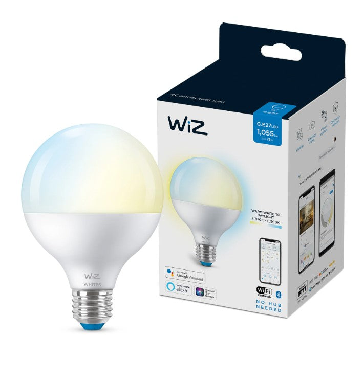 WiZ Smart LED G95 Globe 11W=75W E27 Matte 1055lm Cct 2700K-6500K Dimmable Wifi