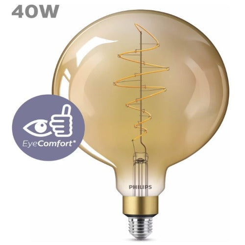 Philips LED Classic-Giant 7w = 40w G200 Bulb E27 Edison Screw Dimmable 1800K Warm White Flame Gold Globe