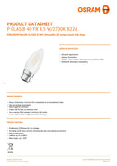 OSRAM Classic LED B22d Candle Frosted 4.5W 470lm