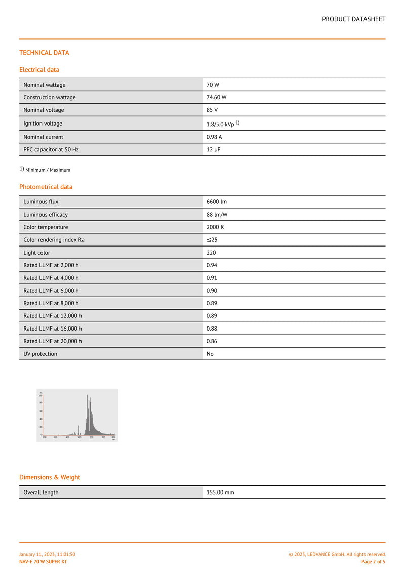 OSRAM HID SODUIM HP NAV-E SUPER XT 70W