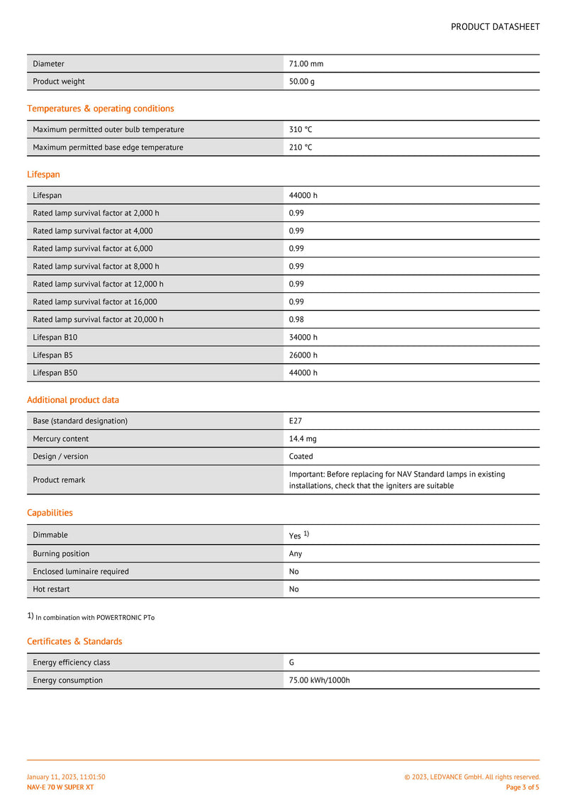 OSRAM HID SODUIM HP NAV-E SUPER XT 70W