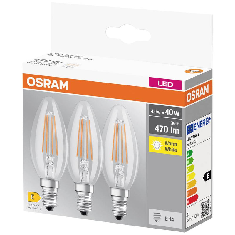 OSRAM LED  E14 Candle shape 4 W = 40 W Warm white Pack of 3