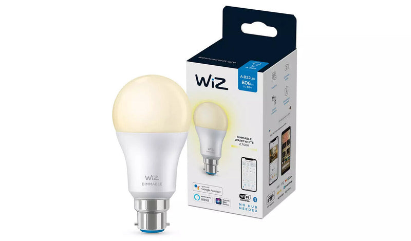 Wiz 8w B22 LED Smart Bulb Dimmable White Wi-Fi Lamp