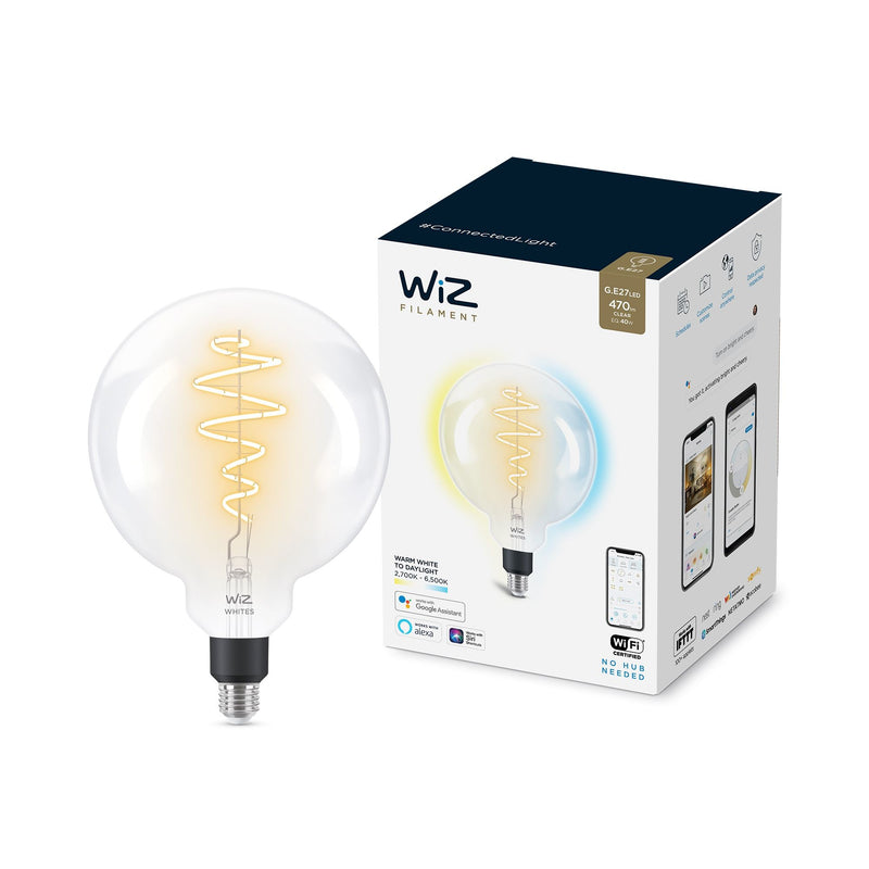 WiZ Smart LED Filament G200 Globe 6.5W E27 Clear 470lm 2700K-6500K Dimmable WiFi