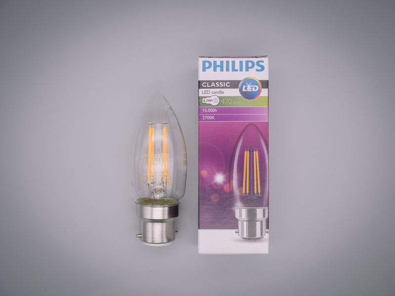 Philips 4.3w = 40w 240v BC B22 Bayonet Cap LED Candle