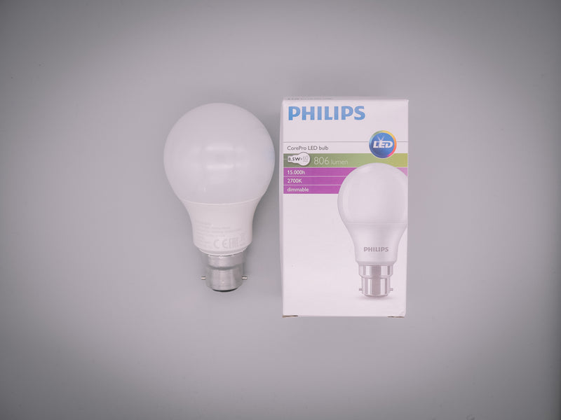 Philips 8.5w = 60w BC B22 Bayonet Cap LED Corepro Dimmable GLS Lightbulb