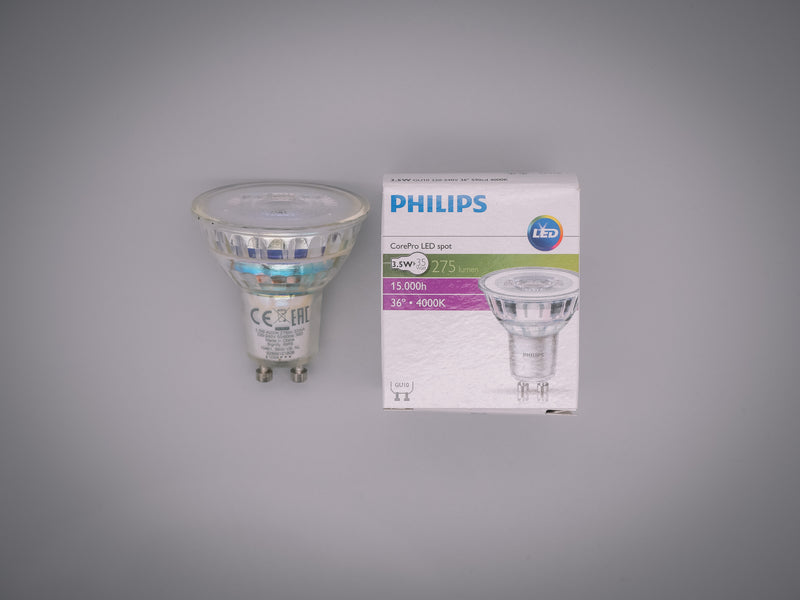 Philips 3.5w = 35w 240v GU10 Base 36° LED 840 Dimmable Spotlight