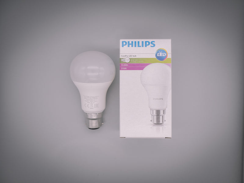 Philips 13w = 100w BC B22 Bayonet Cap 827 Warm White LED Corepro GLS Lightbulb