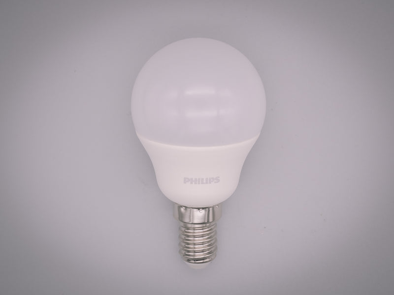 Philips  5.5w = 50w SES E14 Small Screw Cap Warm White LED Golfball Bulbs 4 x Pack