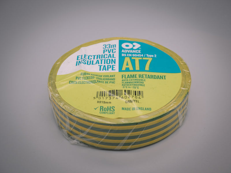 19mm x 33m Advance Insulation Tape AT7 GRN/YEL