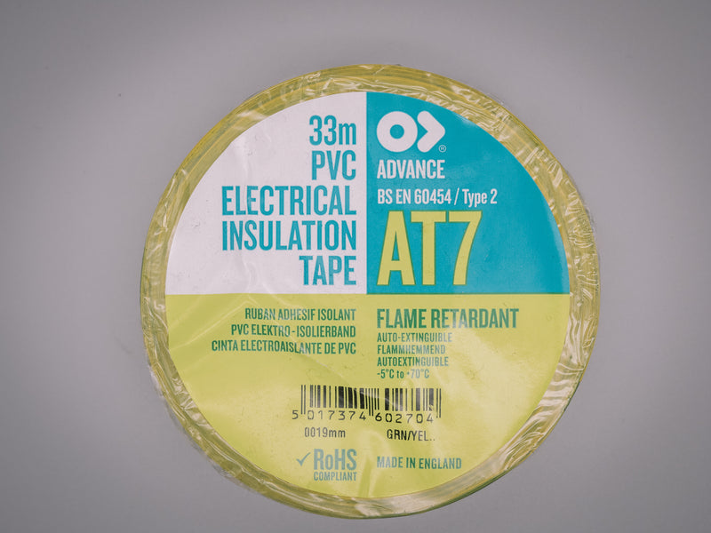 19mm x 33m Advance Insulation Tape AT7 GRN/YEL