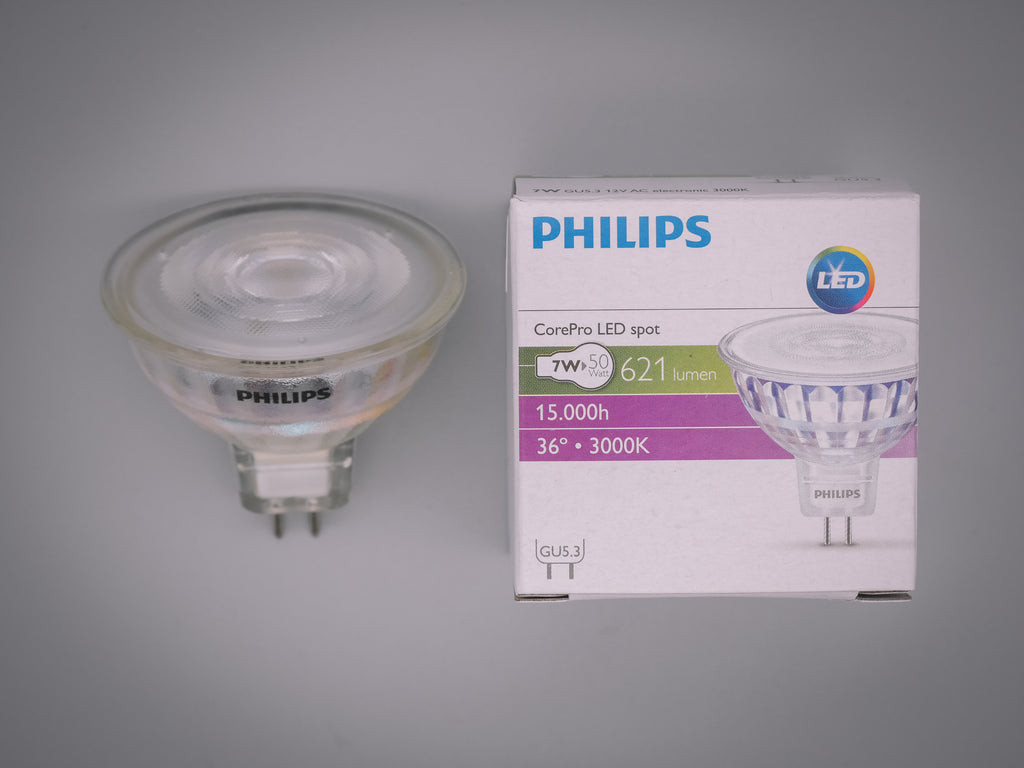 Philips 7w = 2 Pin GU5.3 12v Cool White MR16 Corepro LED Spotl