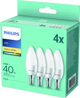 Philips 5.5W = 40W  E14 SES Small Edison Screw Cap LED Frosted Candle 4PK